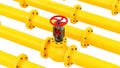 Yellow pipes with a red valve