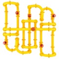 Yellow pipes with valves