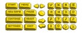 Yellow pixel game button set Royalty Free Stock Photo