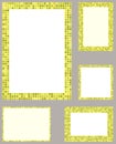 Yellow pixel mosaic page border template set