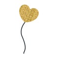 Yellow pixelated color silhouette balloon in heart shape floating