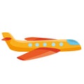 Yellow plane, cartoon illustration, isolated object on white background, vector