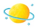 Yellow planet with blue ring