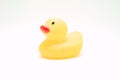 Yellow Plastic Bath Duck Toy Isolated On A White Backround