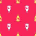 Yellow Plastic bottle for laundry detergent, bleach, dishwashing liquid or another cleaning agent icon isolated seamless Royalty Free Stock Photo