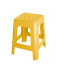 Yellow plastic chair isolated on white bsckground