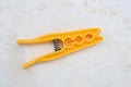 Yellow Plastic Clothespin Royalty Free Stock Photo