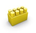Yellow plastic construction element of the children designer