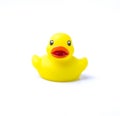 Yellow plastic duck isolated on white background Royalty Free Stock Photo