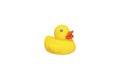 yellow plastic funny duck on white background Royalty Free Stock Photo