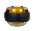 Yellow plastic gyroball. Exercise equipment for wrist. Sport tool Royalty Free Stock Photo