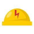 Yellow plastic helmet or construction safety hard hat engineer head safe equipment vector illustration. Royalty Free Stock Photo