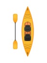 Yellow plastic kayak, part of a series of simple flat boats and water sports. Vector illustrations.