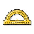 Yellow Plastic Protractor for Measuring Angles in Degrees Royalty Free Stock Photo