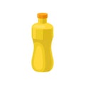 Yellow plastic reusable water bottle, drink bottle for fitness, protein shaker vector Illustration on a white background