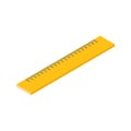 Yellow plastic ruler with scale for distance engineering measurement isometric vector illustration