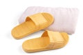 Yellow plastic sandal for swimming pool Royalty Free Stock Photo