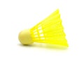 Yellow plastic shuttlecock isolated on white background. Badminton ball for indoor sport concept Royalty Free Stock Photo