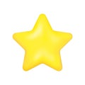 Yellow plastic star. 3d vector icon. Illustration of rating, quality, evaluation. Cartoon minimal style.