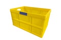 Yellow plastic storage box isolated on white background. Plastic box. storage container isolated Royalty Free Stock Photo