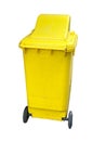 yellow plastic trash can isolated on white background Royalty Free Stock Photo