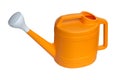 Yellow plastic watering can isolated over white background