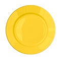 Yellow plate isolated top view