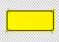 Yellow Plate Sign with Blank Space for Yourth Design on a Wire Fence. 3d Rendering Royalty Free Stock Photo