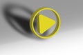 yellow Play button icon on grey background Business music online concept