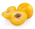 Yellow plum with halves Royalty Free Stock Photo