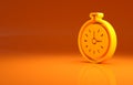 Yellow Pocket watch icon isolated on orange background. Minimalism concept. 3d illustration 3D render