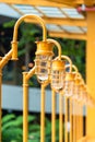 Yellow pole lamp light bulb group set of exterior