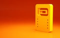 Yellow Police assault shield icon isolated on orange background. Minimalism concept. 3d illustration 3D render Royalty Free Stock Photo