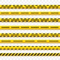 Yellow police tape warns of caution. Artistic design of the crime scene line Royalty Free Stock Photo