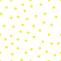 Yellow Polka Dot Pattern. Vector dots seamless ornament for fabric print, wrapping paper, wallpaper. Sixties-seventies