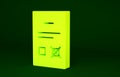Yellow Poll document icon isolated on green background. Minimalism concept. 3d illustration 3D render