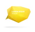 Yellow polygonal speech bubble or balloon with place for text, quote, phrase or message. Creative design element