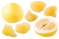 Yellow pomelo c. maxima whole, half, meat, paths