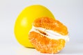 Yellow pomelo, shaddock with peeled pomelo