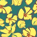 Yellow poppies. Seamless pattern. Vector illustration eps 10