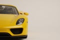 Yellow Porsche 918 Spyder model car front view Royalty Free Stock Photo