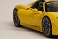 Yellow Porsche 918 Spyder model car side view Royalty Free Stock Photo