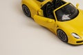 Yellow Porsche 918 Spyder model car top side view