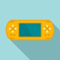 Yellow portable console icon, flat style