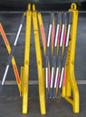 Yellow Portable Plastic Barriers Blocking The Road