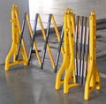 Yellow Portable Plastic Barriers Blocking The Road