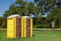 Yellow portable toilets