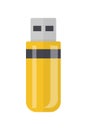 Yellow portable USB flash drive digital device computer hardware information storage icon vector