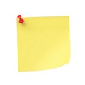 Yellow post it note with red pushpin Royalty Free Stock Photo