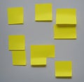 Yellow post notes set. Sheets of note papers with space for text. Generative Artificial Intelligence Royalty Free Stock Photo